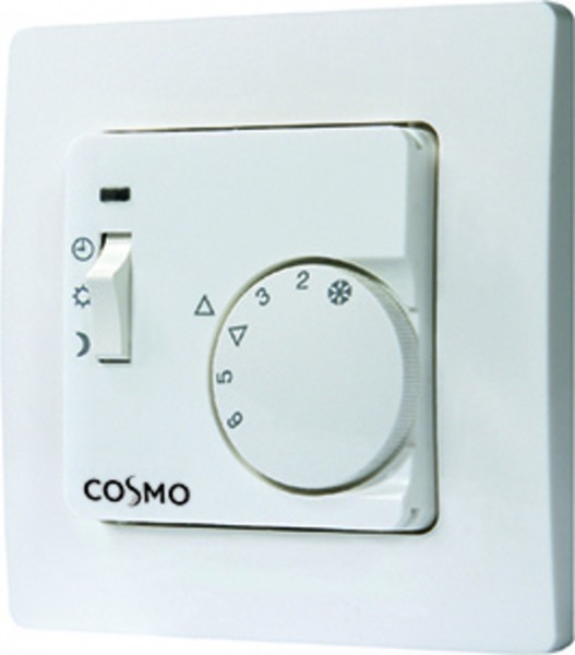 COSMO Raumregler Unterputz M:50x50 230V mit Schalter T/N/A, LED-Anzeige Heizung