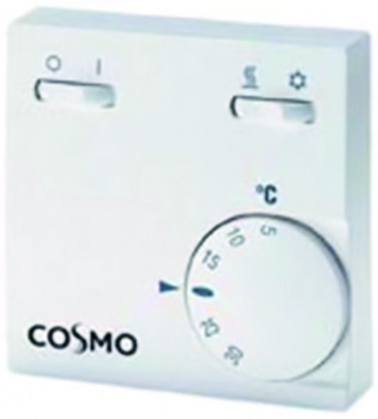 COSMO Raumregler Objektline 230V Aufputz Schalter/Heizen/Kühlen, RAL 9010