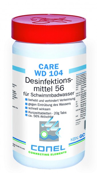 CARE WD 104 Clearwater 56 Aktivchlor 1kg Dose Desinfektionsmittel-Tabs 20g CONEL