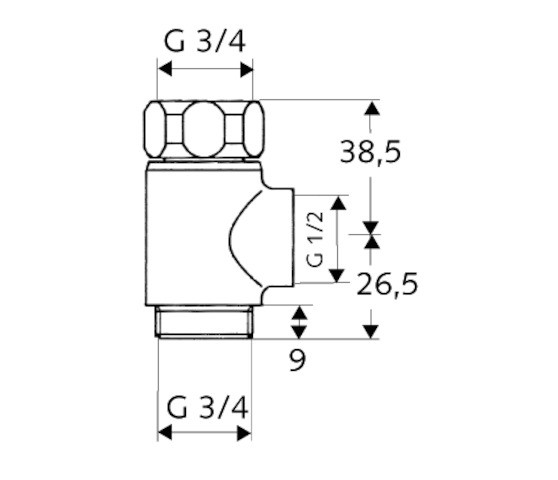 SCHELL T-Stück Überwurfmutter, 3/4", chrom 270150699