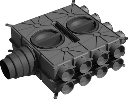 Wolf Luftverteiler DN125-180 16 Stutzen DN75 mit 8 Verschlusskappen 2577596