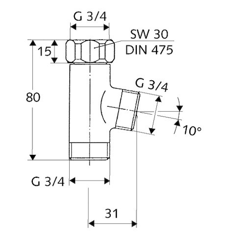 SCHELL T-Stück für NA- und Spültischventile, 3/4, chrom 270880699