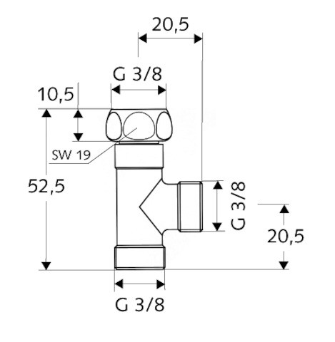 SCHELL T-Stück für NA-und Spültischventile, 3/8", chrom 270280699