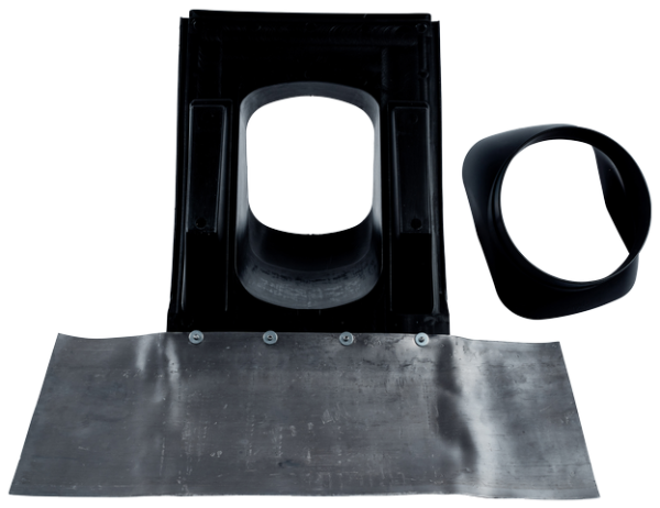 Wolf Universalpfanne Schrägdach 25-45Gr schwarz, mit flex. Bleischürze unten 1720200