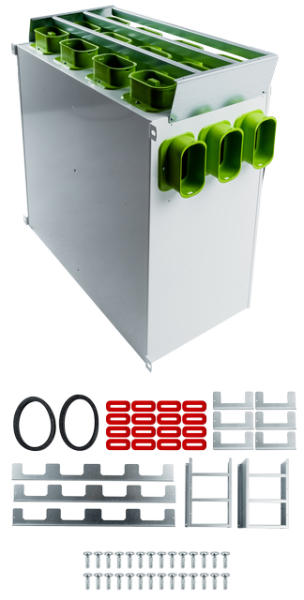 Wolf Luftverteiler DN160 für CWL-F-300 2x9 Stutzen 50x100 mit 5 Rohrkappen 2577608