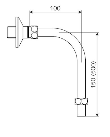 SCHELL Abgangsbogen VITUS, DN15 ablängbar, 90 Grad, 15x100x150, chrom 256670699