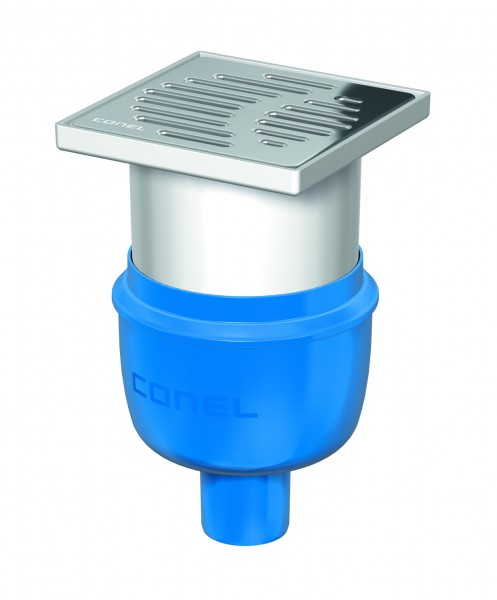 Bodenablauf DRAIN DN 50 senkrecht CONEL mit Aufsatz, Rost 150mm