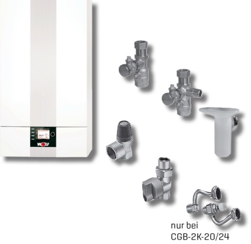 Wolf Paket Brennwerttherme CGB-2K-20 Regelung BM-2, Aufputz 8615011W02