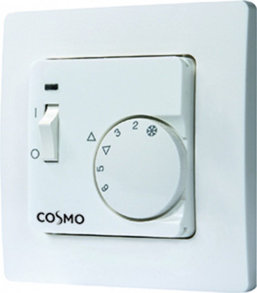 COSMO Raumregler Unterputz M:50x50 230V mit Schalter E/A, LED-Anzeige Heizung